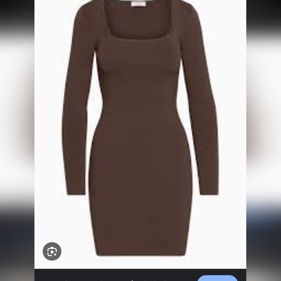 Aritzia Babaton Rego Sculpt Knit Chocolate Long Sleeve Dress Brown Medium - Picture 3 of 13
